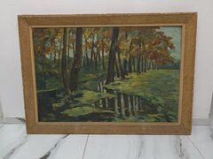 Pictura in ulei Peisaj de toamna, atribuita lui Albert Servaes (1883)Copie