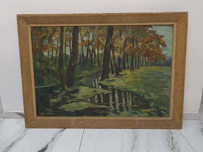 Pictura in ulei Peisaj de toamna, atribuita lui Albert Servaes (1883)Copie